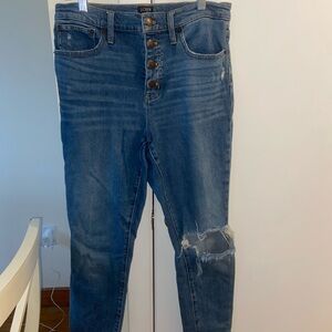 J. Crew High Rise Distressed Blue Jeans